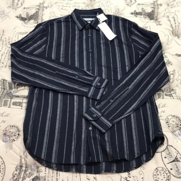 Vince Stripe Flannel Slim Fit Shirt - Picture 3 of 7